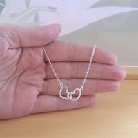 925 Silver Heart Necklace/Sterling Silver Double Heart Necklace/Heart Jewelry/Heart Jewellery/Heart Necklace/Bridal Necklace/Valentine Gift - Thumbnail 2