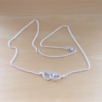 925 Silver Heart Necklace/Sterling Silver Double Heart Necklace/Heart Jewelry/Heart Jewellery/Heart Necklace/Bridal Necklace/Valentine Gift - Thumbnail 3
