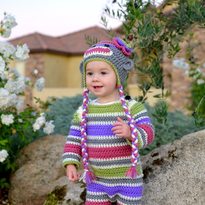 Sock monkey girl beanie