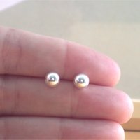 925 Silver Ball Stud Earrings/Sphere Stud Earrings/6mm Stud Earrings/Polished Ball Earrings/Silver Ball Jewelry/Silver Ball Jewellery/Studs - Thumbnail 3