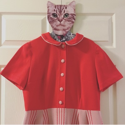 Vintage Red & White collared dress
