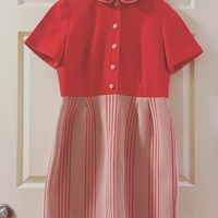 Vintage Red & White collared dress - Thumbnail 1