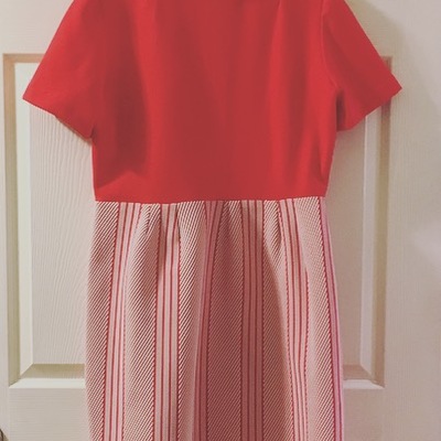 Vintage red & white collared dress