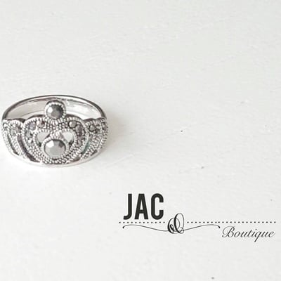 Crown ring - silver - princess ring - tiara ring - sweet 16 - marcosite silver crown ring