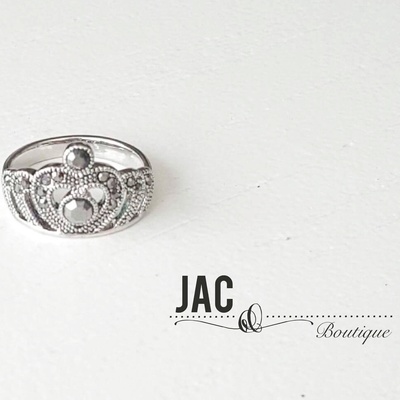 Crown Ring - Silver - Princess Ring - Tiara Ring - Sweet 16 - Marcosite Silver Crown Ring