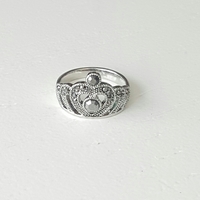 Crown Ring - Silver - Princess Ring - Tiara Ring - Sweet 16 - Marcosite Silver Crown Ring - Thumbnail 1