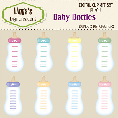 Baby bottles (clip art set) - Thumbnail 4