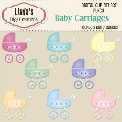 Baby carriages (clip art set)