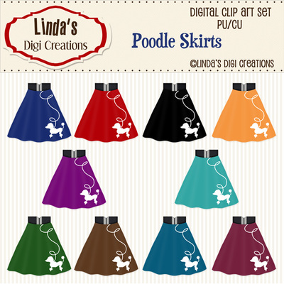 Poodle skirts (clip art set)