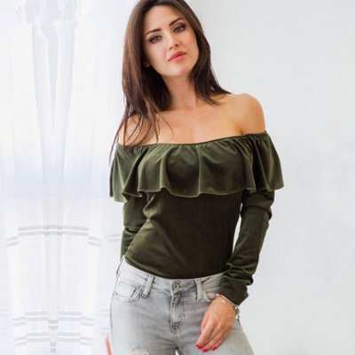 Kourtney velvet off shoulder top