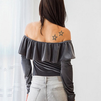 Kourtney Velvet Off Shoulder Top - Thumbnail 4