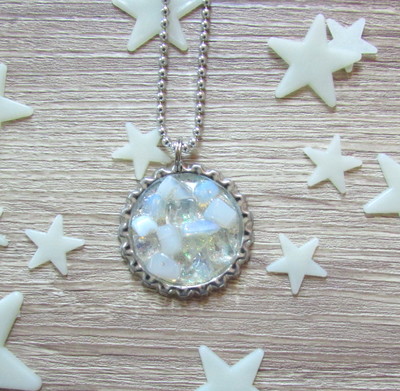 Resin cast moonstone necklace