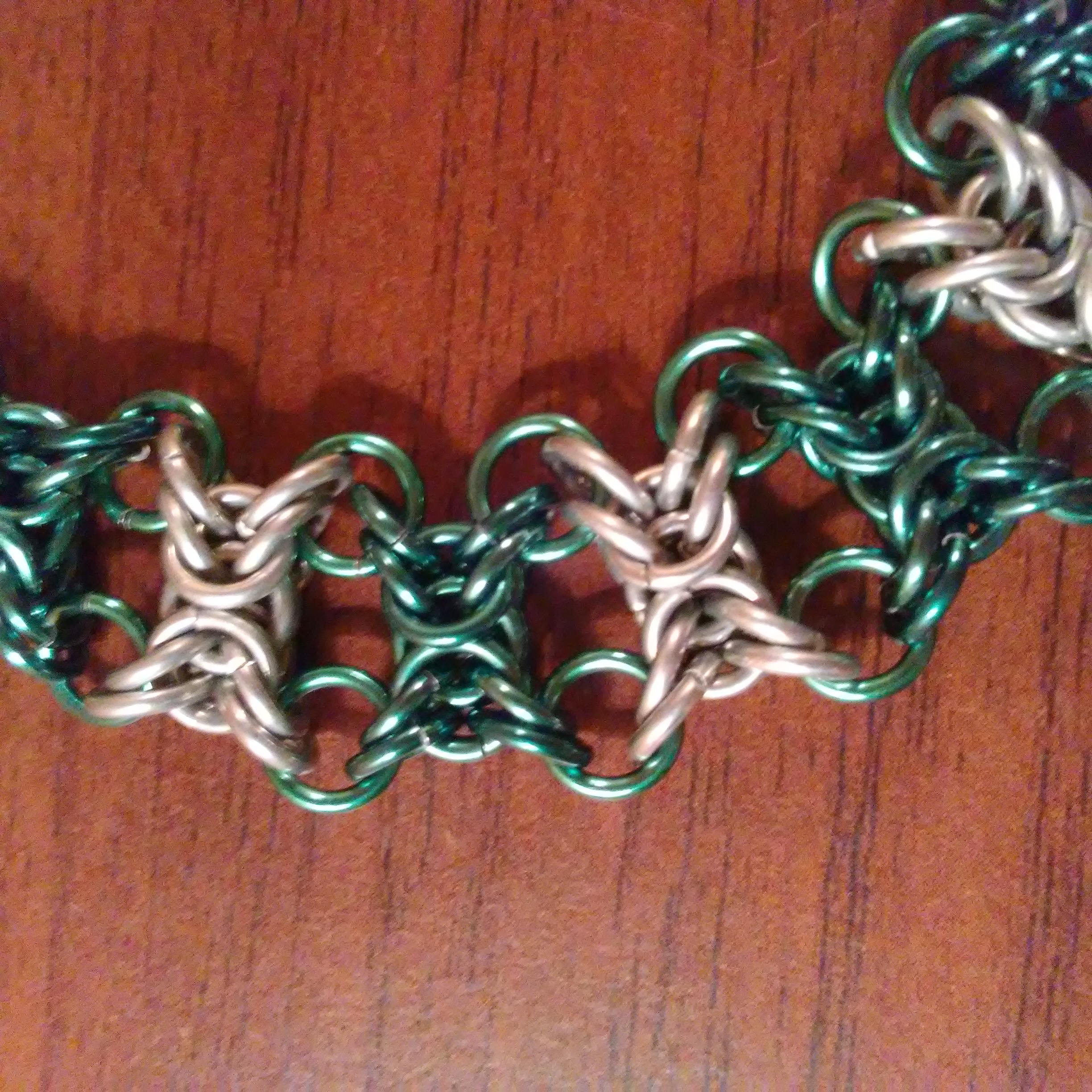 Unique chainmail bracelet, silver and 