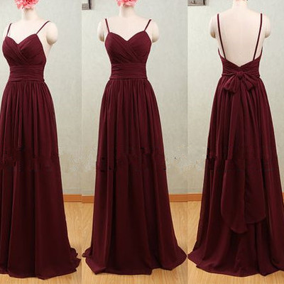 Lovely sweetheart a-line straps maroon prom dresses, maroon bridesmaid dresses, party dress