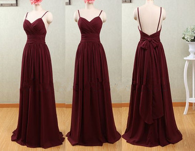 Lovely Sweetheart A-line Straps Maroon Prom Dresses, Maroon Bridesmaid Dresses, Party Dress