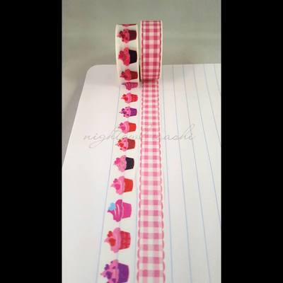 Pink plaid and cupcake washi 