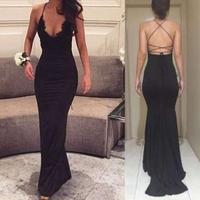 Sexy black lace long mermaid prom dresses, evening dress with trian - Thumbnail 2