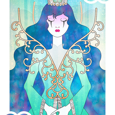 Playing card art: queens