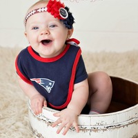 Girls New England Patriots Headband, Baby Girls Football Headband, Game Day, Football Hair Bow - Thumbnail 1