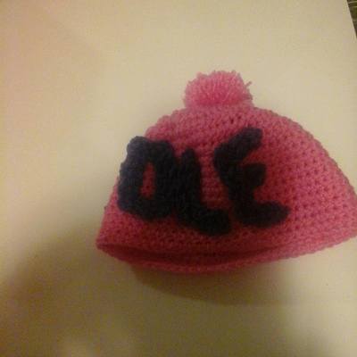 Personalized Crochet Adult Beanie Hat with Puffball 