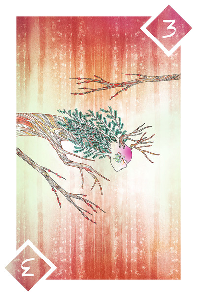 Playing Card Art: Threes