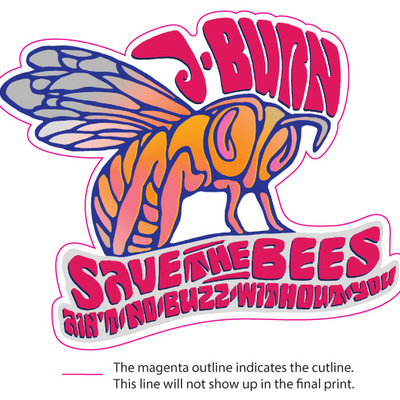 J burn - bee (5"x4" diecut)