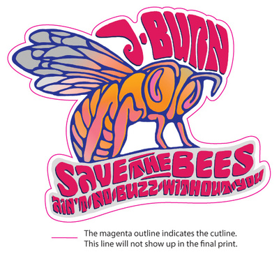 J Burn - Bee (5"x4" DieCut)