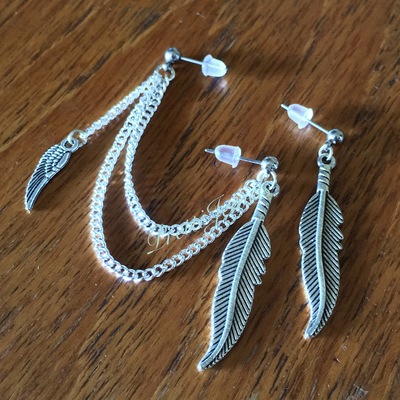 Wing feathers cartilage double piercing 