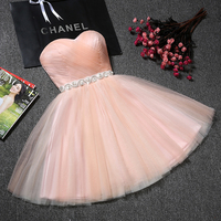 Cute pink sweetheart neck short prom dress,pink evening dresses - Thumbnail 3