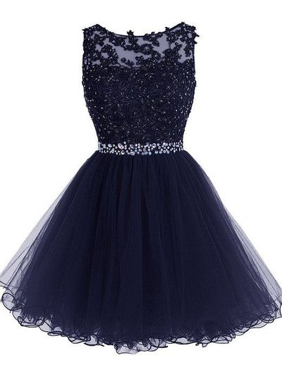  Charming dark blue lace short prom dress,homecoming dresses,graduation dress