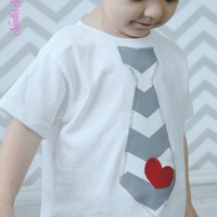 Boys Valentines Day Shirt, Baby Boys First Valentines Day Onesie, Boys Tshirts, Tie Tshirt,  Valentines Photo Shoot Shirt - Thumbnail 3