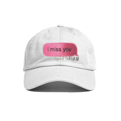 I MISS YOU HAT WHITE-PINK LOGO