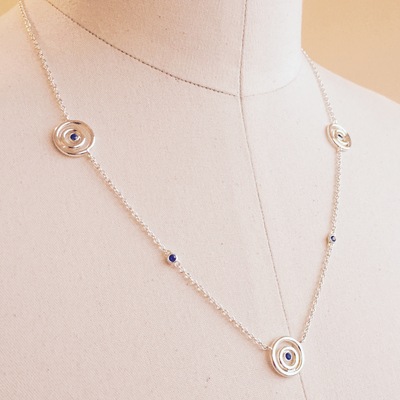 Swarovski sterling silver blue sapphire "eternal circle" necklace