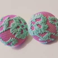 Spring Bloom Pink and Teal Lace Earrings