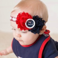 Girls New England Patriots Headband, Baby Girls Shabby Chic Patriots Football Headband, Toddlers, Tweens, Adults Headbands - Thumbnail 2
