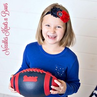 Girls New England Patriots Headband, Baby Girls Shabby Chic Patriots Football Headband, Toddlers, Tweens, Adults Headbands - Thumbnail 3