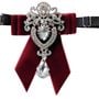 Black Or Burgundy Velvet Rhinestone Dangle Wedding Men Pre Tied Bow Tie Neck Tie-2