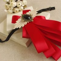 Vintage Style Blue Red Wedding Men Pre Tied Lace Bow Tie Brooch Neck Tie Necktie - Thumbnail 1