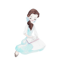 Belle 2 Watercolor Print - Thumbnail 4