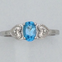 Natural Blue Topaz Ring 925 Sterling Silver
