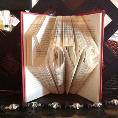 Love - folded book art in basic font - wedding gift, anniversary gift, shower gift, home decor, library decor 