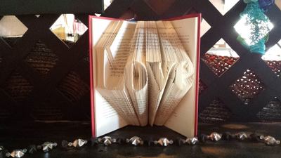 Love - Folded Book Art in Basic Font - Wedding Gift, Anniversary Gift, Shower Gift, Home Decor, Library Decor 