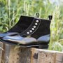 Handmade men Black Side Buttons Two Tone Color Boots-2