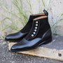 Handmade men Black Side Buttons Two Tone Color Boots-3