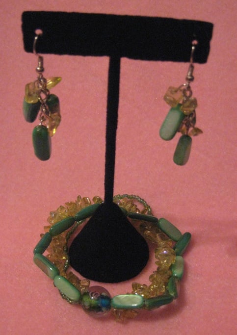Lime Green Glass Bracelet Set