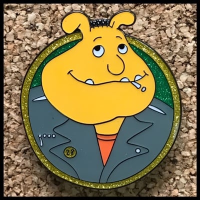 Binkee weasel glitter enamel pin sw033g