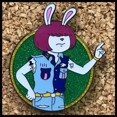 Molly ramone glitter enamel pin sw035g