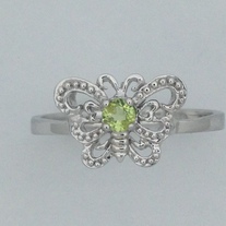 Natural Peridot "BUTTERFLY" Ring 925 Sterling Silver