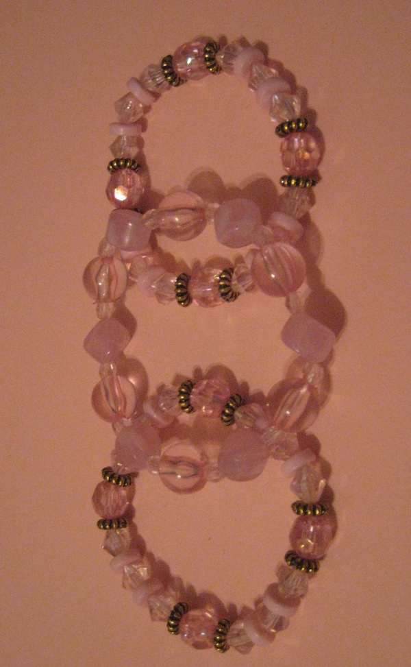 Pink & Gold Acrylic Stretch Bracelets