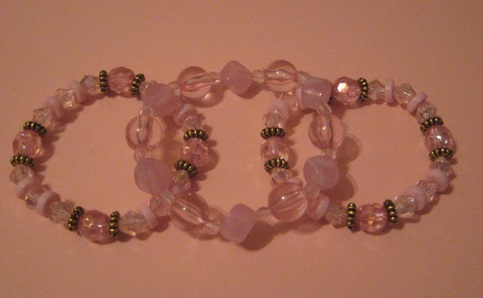 Pink & Gold Acrylic Stretch Bracelets